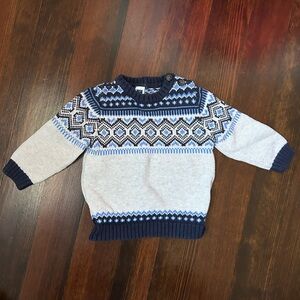 Janie and Jack Blue and Gray Crewneck Sweater